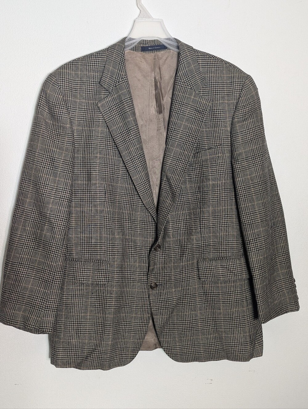 Ralph Lauren Mens Sport Coat Suit Jacket Houndstooth Plaid Quiet Luxury Wool 46L